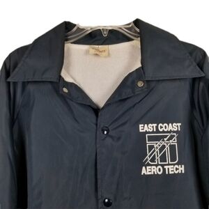 East Coast Aero Tech Snap Nylon Windbreaker Jacket  Vintage USA Blue Men's Large